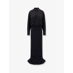 Wool and satin long dress
