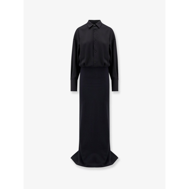 Wool and satin long dress