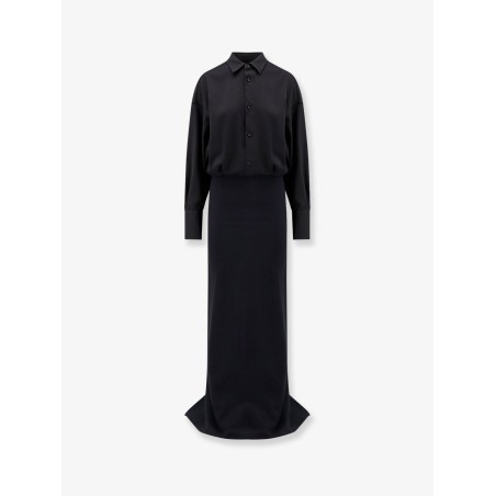 Wool and satin long dress