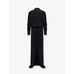 Wool and satin long dress