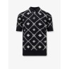 Wool and silk polo shirt with logo monogram