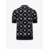 Wool and silk polo shirt with logo monogram