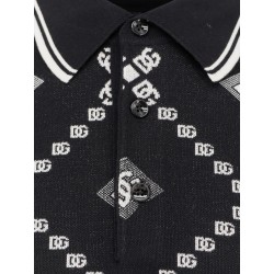 Wool and silk polo shirt with logo monogram