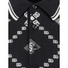 Wool and silk polo shirt with logo monogram