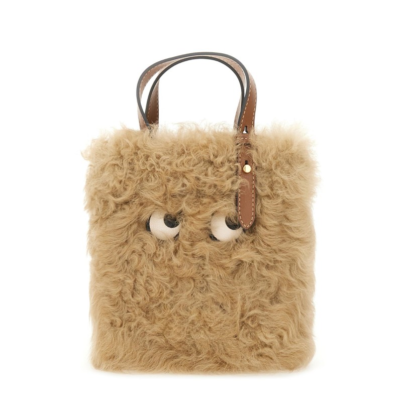 "N/S MINI EYES" SHEARLING TOTE BAG