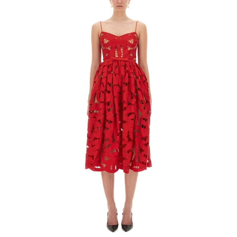 EMBROIDERED MIDI DRESS WITH BOW