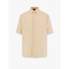 Jacquard linen and cotton shirt with all-over ff embroidery