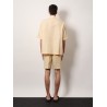 Jacquard linen and cotton shirt with all-over ff embroidery
