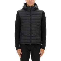 HOODED JACKET WITH KNITTED SLEEVES