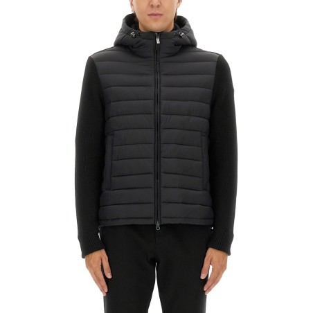 HOODED JACKET WITH KNITTED SLEEVES