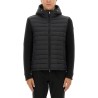 HOODED JACKET WITH KNITTED SLEEVES