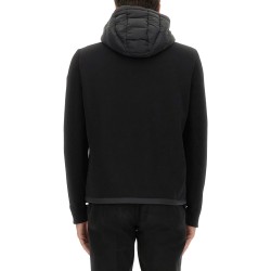HOODED JACKET WITH KNITTED SLEEVES