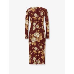 Vintage rose print satin midi pencil dress