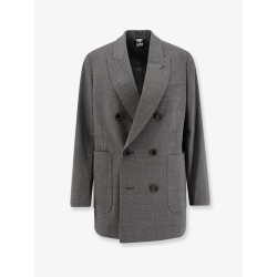 Double-breasted wool blend blazer