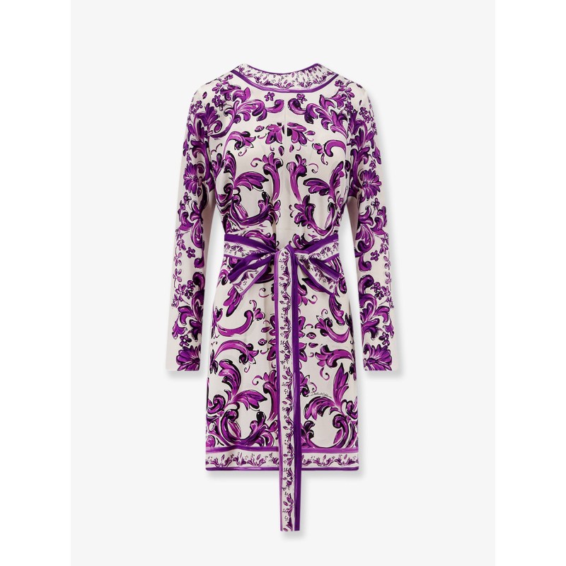Charmeuse short dress with Maiolica print