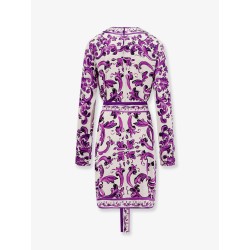 Charmeuse short dress with Maiolica print