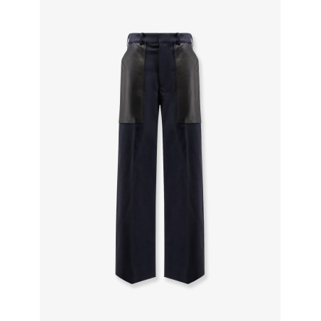 Cotton and wool trousers with leather inserts