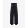 Cotton and wool trousers with leather inserts