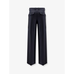 Cotton and wool trousers with leather inserts