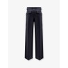 Cotton and wool trousers with leather inserts
