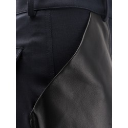 Cotton and wool trousers with leather inserts