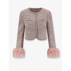 Bouclé fabric blazer with jewels profiles