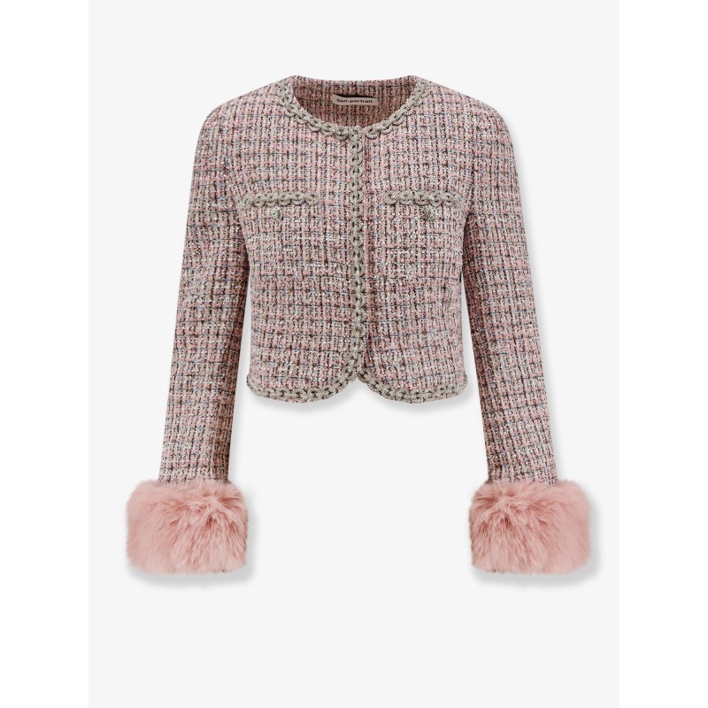 Bouclé fabric blazer with jewels profiles