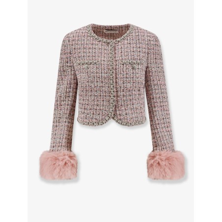 Bouclé fabric blazer with jewels profiles