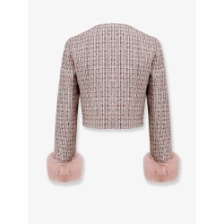 Bouclé fabric blazer with jewels profiles