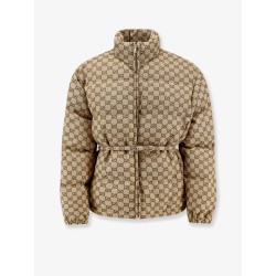 GG Fabric padded jacket with belt
