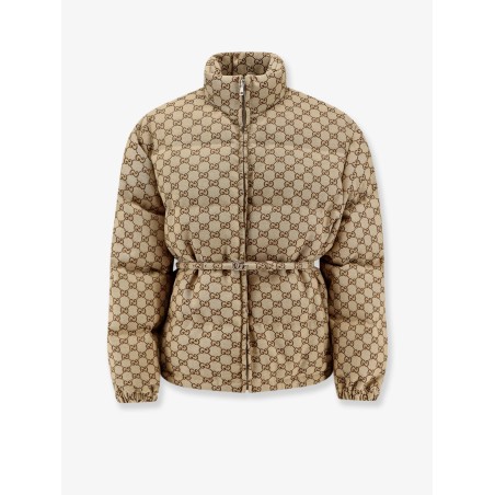 GG Fabric padded jacket with belt