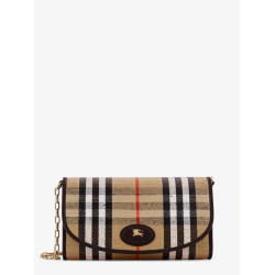 Waxed canvas shoulder bag with Burberry Check motif