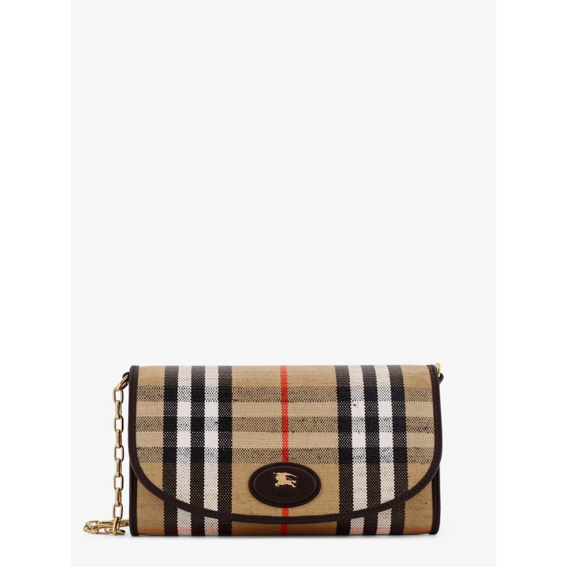Waxed canvas shoulder bag with Burberry Check motif