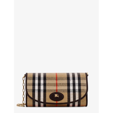 Waxed canvas shoulder bag with Burberry Check motif
