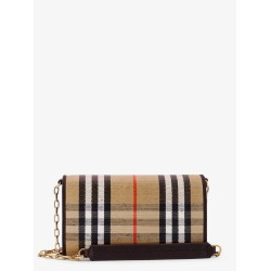 Waxed canvas shoulder bag with Burberry Check motif