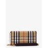 Waxed canvas shoulder bag with Burberry Check motif