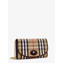 Waxed canvas shoulder bag with Burberry Check motif