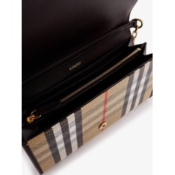 Waxed canvas shoulder bag with Burberry Check motif
