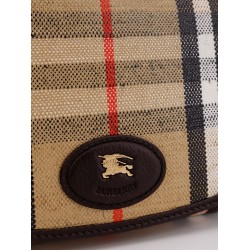 Waxed canvas shoulder bag with Burberry Check motif