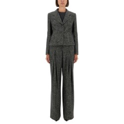 SINGLE-BREASTED JACKET IN WOOL BLEND DOT