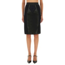 SATIN AND POWERNET MIDI SKIRT