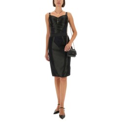 SATIN AND POWERNET MIDI SKIRT