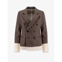 Wool blend blazer with frayed profiles