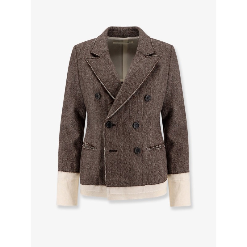Wool blend blazer with frayed profiles