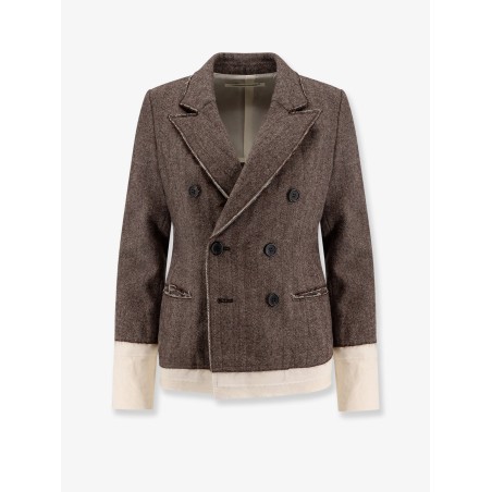 Wool blend blazer with frayed profiles