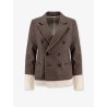 Wool blend blazer with frayed profiles