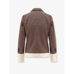 Wool blend blazer with frayed profiles