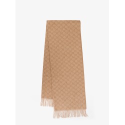 Logo camel scarf with all-over logo