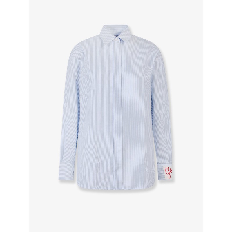 Cotton shirt with striped motif