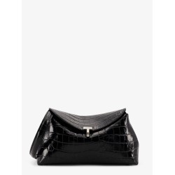 T-Lock Clutch leather shoulder bag with croco effect